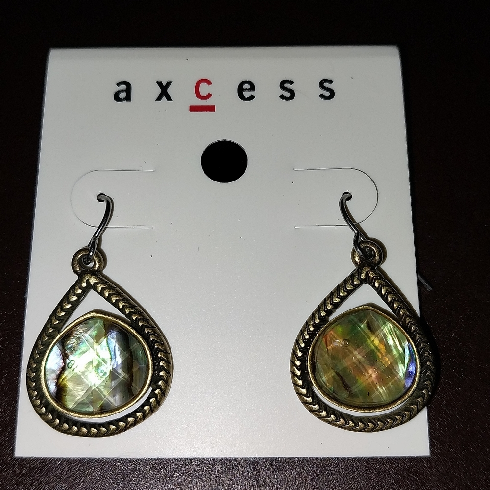 Axcess Bronze Teardrop Earrings with Abalone Detail